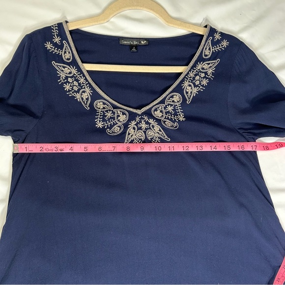 Double Zero Hippie Boho Embroidered Bohemian 70's Bell Sleeve Tunic Blouse Sz S - Picture 11 of 12